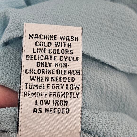 Counterparts Top Size L Pale Blue with Embroidered Trimmed Bell Sleeves - Picture 4 of 8